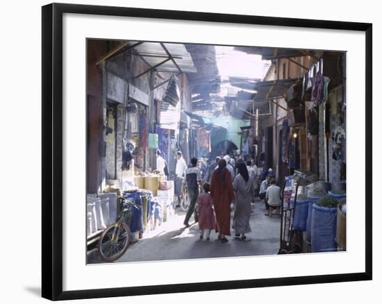 Street Scene in the Souks of the Medina, Marrakech (Marrakesh), Morocco, North Africa, Africa-Lee Frost-Framed Photographic Print