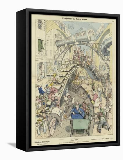 Street Scene in the Year 1900-null-Framed Stretched Canvas