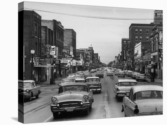 Street Scene in Town Where Fischer Quintuplets Were Born-null-Stretched Canvas