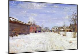 Street Scene in Winter, 1912 (Oil on Canvas)-Isaak Israilevich Brodsky-Mounted Giclee Print