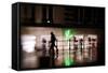 Street Scene, Neon Lights, Selective Focus, Colonnades, Hanseatic City of Hamburg, Germany-Axel Schmies-Framed Stretched Canvas