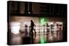 Street Scene, Neon Lights, Selective Focus, Colonnades, Hanseatic City of Hamburg, Germany-Axel Schmies-Stretched Canvas