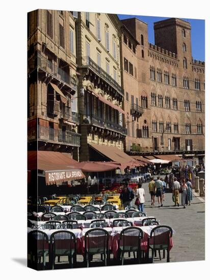 Street Scene of Cafes on the Piazza Del Campo in Siena, UNESCO World Heritage Site, Tuscany, Italy-Groenendijk Peter-Stretched Canvas
