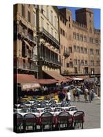 Street Scene of Cafes on the Piazza Del Campo in Siena, UNESCO World Heritage Site, Tuscany, Italy-Groenendijk Peter-Stretched Canvas