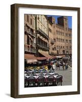 Street Scene of Cafes on the Piazza Del Campo in Siena, UNESCO World Heritage Site, Tuscany, Italy-Groenendijk Peter-Framed Photographic Print