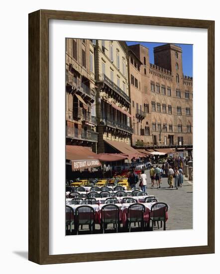 Street Scene of Cafes on the Piazza Del Campo in Siena, UNESCO World Heritage Site, Tuscany, Italy-Groenendijk Peter-Framed Photographic Print