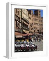 Street Scene of Cafes on the Piazza Del Campo in Siena, UNESCO World Heritage Site, Tuscany, Italy-Groenendijk Peter-Framed Photographic Print