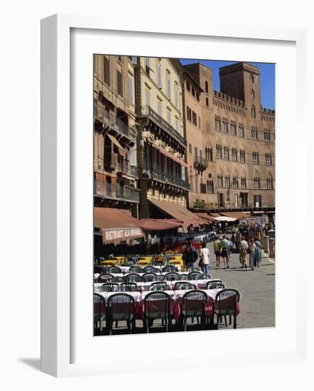 Street Scene of Cafes on the Piazza Del Campo in Siena, UNESCO World Heritage Site, Tuscany, Italy-Groenendijk Peter-Framed Photographic Print