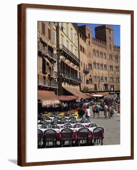 Street Scene of Cafes on the Piazza Del Campo in Siena, UNESCO World Heritage Site, Tuscany, Italy-Groenendijk Peter-Framed Photographic Print