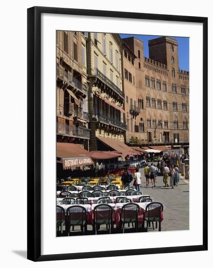 Street Scene of Cafes on the Piazza Del Campo in Siena, UNESCO World Heritage Site, Tuscany, Italy-Groenendijk Peter-Framed Photographic Print