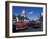 Street Scene of Old American Automobiles Near the Capitolio Building in Central Havana, Cuba-Mawson Mark-Framed Photographic Print