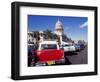 Street Scene of Taxis Parked Near the Capitolio Building in Central Havana, Cuba, West Indies-Mark Mawson-Framed Photographic Print