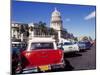 Street Scene of Taxis Parked Near the Capitolio Building in Central Havana, Cuba, West Indies-Mark Mawson-Mounted Photographic Print