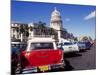 Street Scene of Taxis Parked Near the Capitolio Building in Central Havana, Cuba, West Indies-Mark Mawson-Mounted Photographic Print