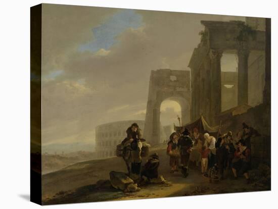 Street Scene Placed Among Roman Ruins-Jan Both-Stretched Canvas