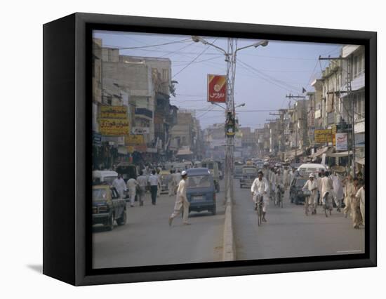 Street Scene, Rajah Bazaar, Rawalpindi, Punjab, Pakistan-David Poole-Framed Stretched Canvas