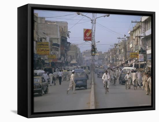 Street Scene, Rajah Bazaar, Rawalpindi, Punjab, Pakistan-David Poole-Framed Stretched Canvas