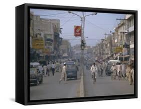 Street Scene, Rajah Bazaar, Rawalpindi, Punjab, Pakistan-David Poole-Framed Stretched Canvas