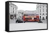 Street Scene, Red Double-Decker Bus, Roundabout, Charing Cross, Trafalgar Square-Axel Schmies-Framed Stretched Canvas