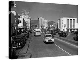 Street Scene View Down Vine Street NBC Studio the Broadway Hotel Near Sunset Boulevard Hollywood-null-Stretched Canvas