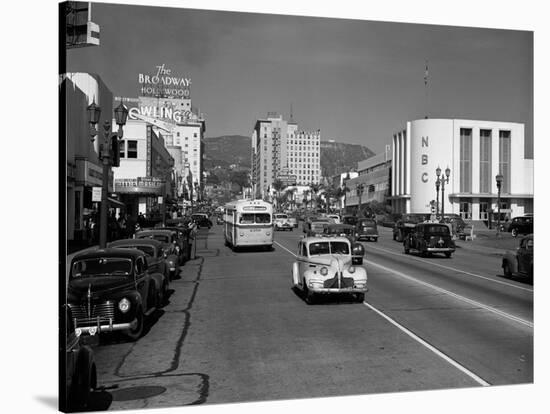 Street Scene View Down Vine Street NBC Studio the Broadway Hotel Near Sunset Boulevard Hollywood-null-Stretched Canvas