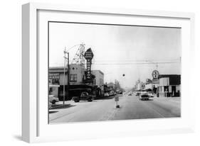 Street Scene, View North Bend's Hotel - North Bend, WA-Lantern Press-Framed Art Print