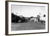 Street Scene, View of a Chevron Gas Station - Omak, WA-Lantern Press-Framed Art Print