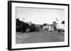 Street Scene, View of a Chevron Gas Station - Omak, WA-Lantern Press-Framed Art Print