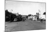 Street Scene, View of a Chevron Gas Station - Omak, WA-Lantern Press-Mounted Art Print
