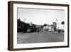 Street Scene, View of a Chevron Gas Station - Omak, WA-Lantern Press-Framed Art Print