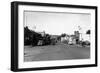 Street Scene, View of a Chevron Gas Station - Omak, WA-Lantern Press-Framed Art Print