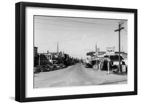 Street Scene, View of a Texaco Gas Station - East Stanwood, WA-Lantern Press-Framed Art Print