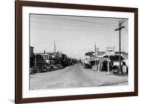 Street Scene, View of a Texaco Gas Station - East Stanwood, WA-Lantern Press-Framed Premium Giclee Print