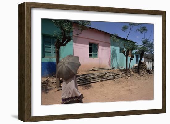 Street Scene, Village of Abi-Adi, Tigre Region, Ethiopia, Africa-Bruno Barbier-Framed Photographic Print