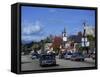 Street Scene with Cars in the Town of North Conway, New Hampshire, New England, USA-Fraser Hall-Framed Stretched Canvas