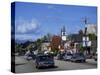 Street Scene with Cars in the Town of North Conway, New Hampshire, New England, USA-Fraser Hall-Stretched Canvas