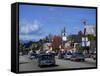 Street Scene with Cars in the Town of North Conway, New Hampshire, New England, USA-Fraser Hall-Framed Stretched Canvas