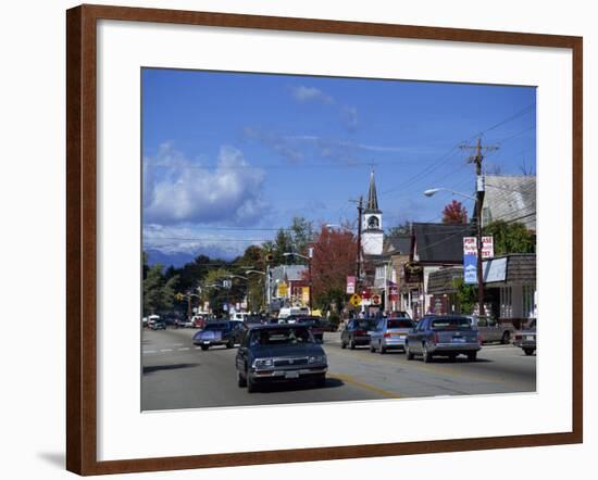 Street Scene with Cars in the Town of North Conway, New Hampshire, New England, USA-Fraser Hall-Framed Photographic Print