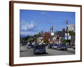 Street Scene with Cars in the Town of North Conway, New Hampshire, New England, USA-Fraser Hall-Framed Photographic Print