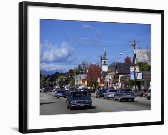 Street Scene with Cars in the Town of North Conway, New Hampshire, New England, USA-Fraser Hall-Framed Photographic Print