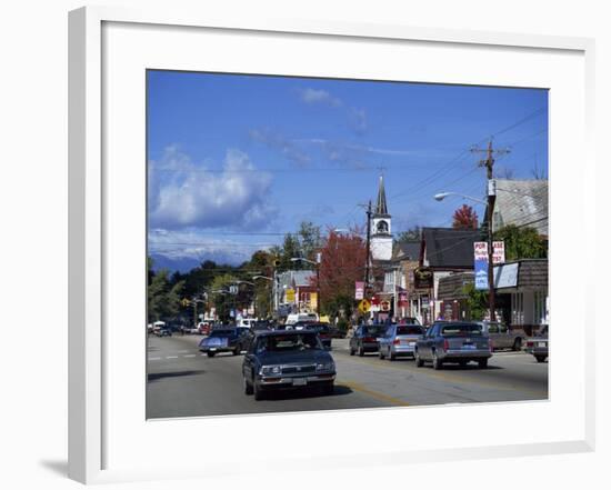 Street Scene with Cars in the Town of North Conway, New Hampshire, New England, USA-Fraser Hall-Framed Photographic Print