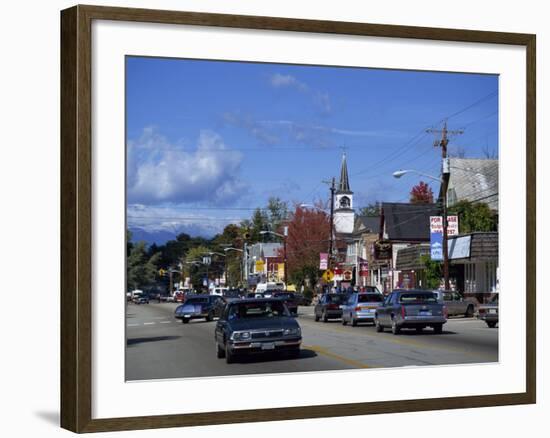 Street Scene with Cars in the Town of North Conway, New Hampshire, New England, USA-Fraser Hall-Framed Photographic Print