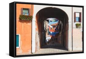 Street Scene with Clothes Drying, Venice, Italy-George Oze-Framed Stretched Canvas