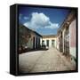 Street Scene with Colourful Houses, Trinidad, Cuba, West Indies, Central America-Lee Frost-Framed Stretched Canvas