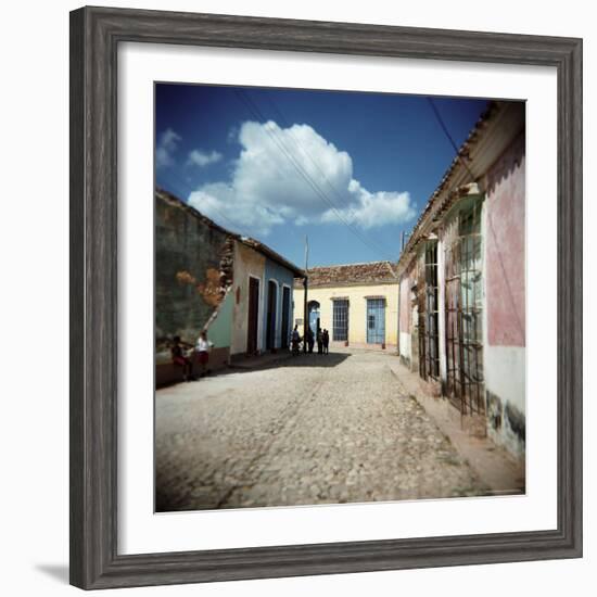 Street Scene with Colourful Houses, Trinidad, Cuba, West Indies, Central America-Lee Frost-Framed Photographic Print