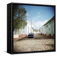 Street Scene with Colourful Houses, Trinidad, Cuba, West Indies, Central America-Lee Frost-Framed Stretched Canvas