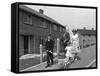 Street Scene with Family, Ollerton, North Nottinghamshire, 11th July 1962-Michael Walters-Framed Stretched Canvas