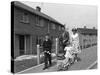 Street Scene with Family, Ollerton, North Nottinghamshire, 11th July 1962-Michael Walters-Stretched Canvas