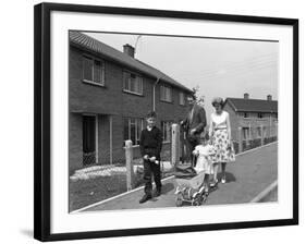 Street Scene with Family, Ollerton, North Nottinghamshire, 11th July 1962-Michael Walters-Framed Photographic Print