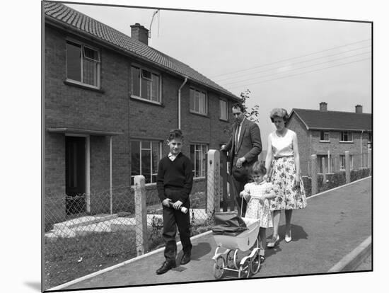 Street Scene with Family, Ollerton, North Nottinghamshire, 11th July 1962-Michael Walters-Mounted Photographic Print